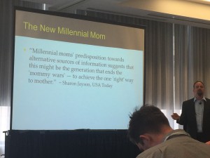 Brad Wilcox, founder and director of the National Marriage Project and Sam Sturgeon’s, president of Demographic Intelligence, breakout session titled, “Changing demographics and shopping trends of new mothers.”