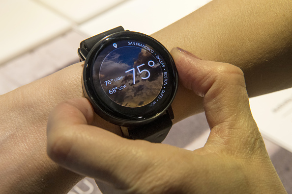 Fossil Group Inc Misfit Vapor Smartwatch Is Demonstrated For A At Picture Id631055276