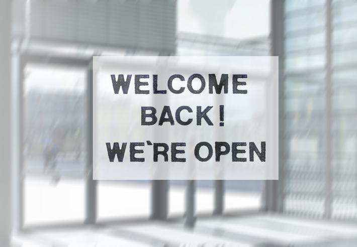 Sign Welcome Back We're Open