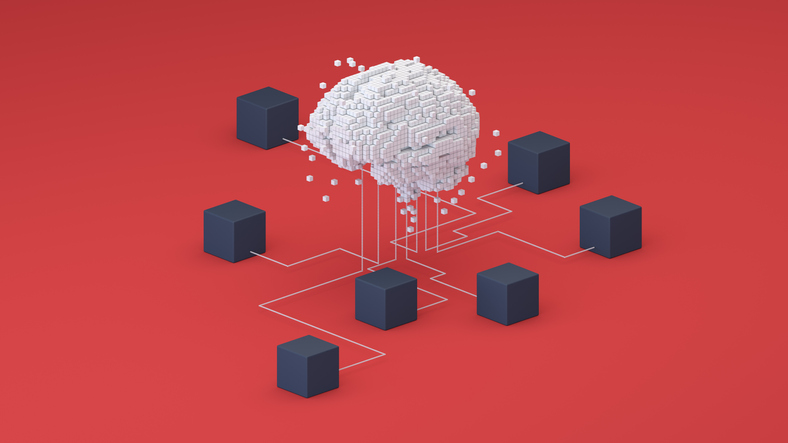 Brain Made Of Boxes Connected To Network   Ai Concept