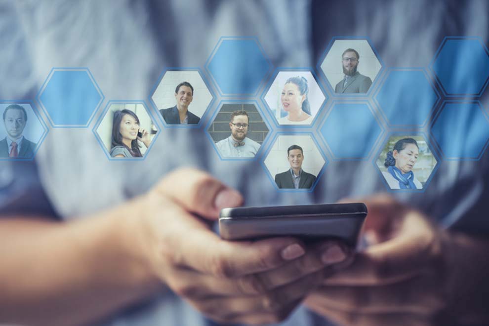 Oung Woman Touching A Grid Of Hexagon Cells On A Digital Screen