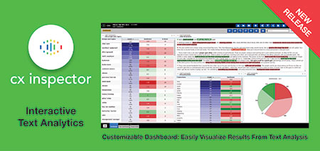 Ascribe cx inspector interactive text analytics page which offers a customizable dashboard.