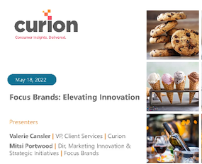 Focus Brands and Curion's opening slide for their webinar on elevating innovation.