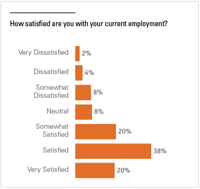 Bar graph showing employment satisfaction.