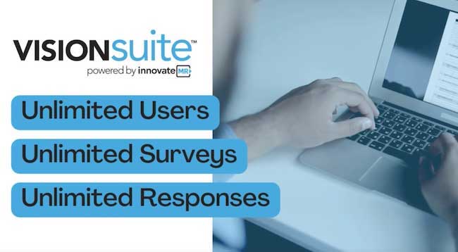 InnovateMR Visionsuite with unlimited users, surveys and responses.