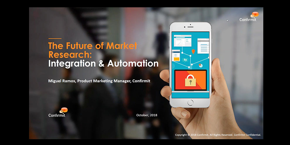 Confirmit Webinar Future Market Research Integration Automation Title Slide