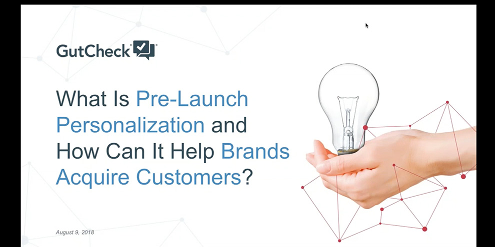 Gutcheck Webinar Title Slide Pre Launch Personalization Help Acquire Customers