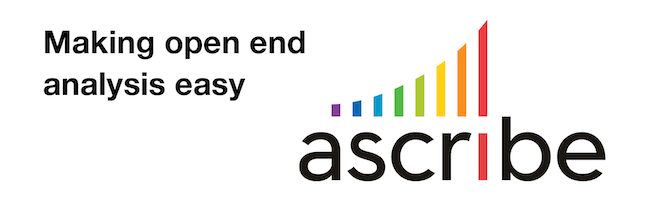 Ascribe logo: Making open end analysis easy.
