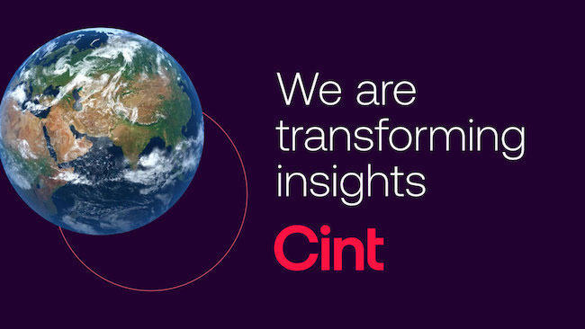 Cint image: We are transforming insights. Image of the world with a red outline.