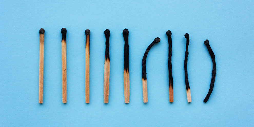 A progression of a match burning out.