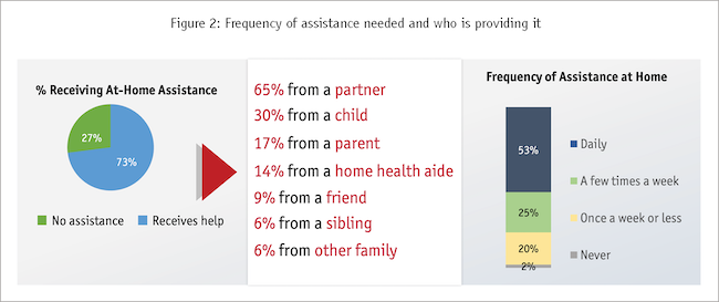 Figure 2: Frequency of assistance needed and who is providing it.