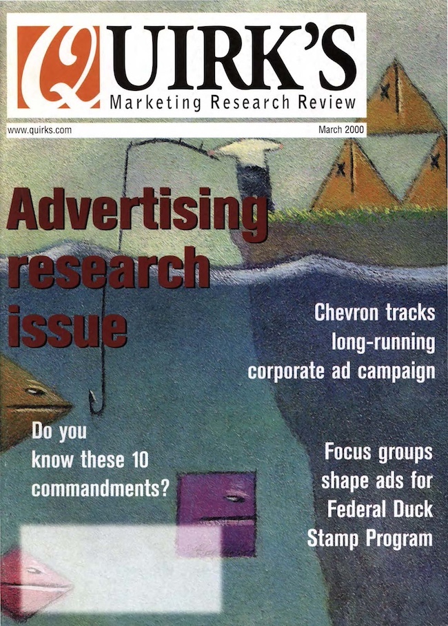 The magazine cover of the March 2000 Quirk's magazine.