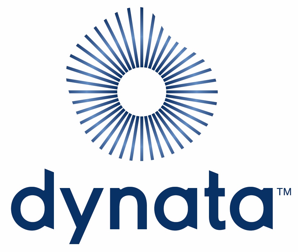 Dynata's logo. A blue circle with blue lines coming out of it. Company name written in lower case letters in a dark blue below.