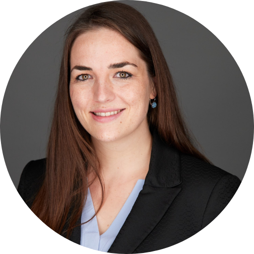 Maud Hua-Bulteau's headshot on a dark grey background.