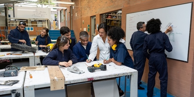 Trade school classroom.