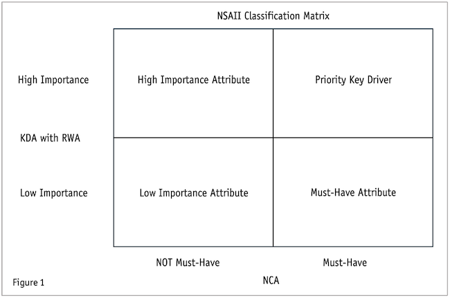 NSAII Classification Matrix chart with high and low importance and KDA with RWA.