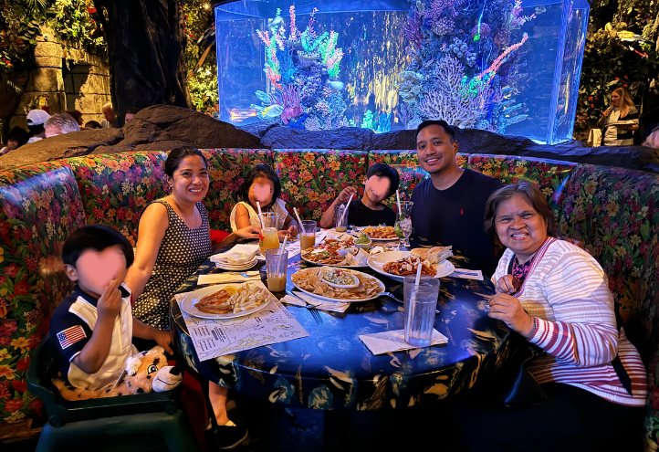 Rose Isaguirre-San Jose's family at dinner