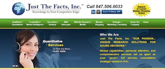 Just The Facts Inc webpage.