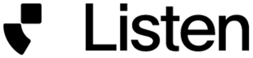 Listen Labs’ logo. Black shape with ‘Listen’ to the right in black text.